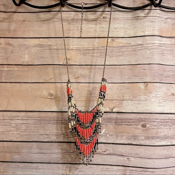 *FREE w purchase* or $8 - Beaded Tribal Fringe Necklace - Picture 4 of 14